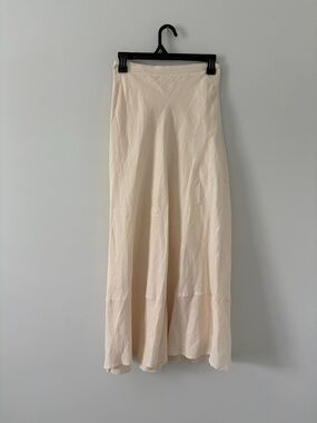 DISSH Ivory Cream A Line Linen Tiered Maxi Skirt Boho Hippie Casual 8